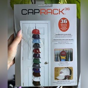 Perfect Curve Cap Rack36 System – Hat Rack Over Door Organizer (up to 36 caps)